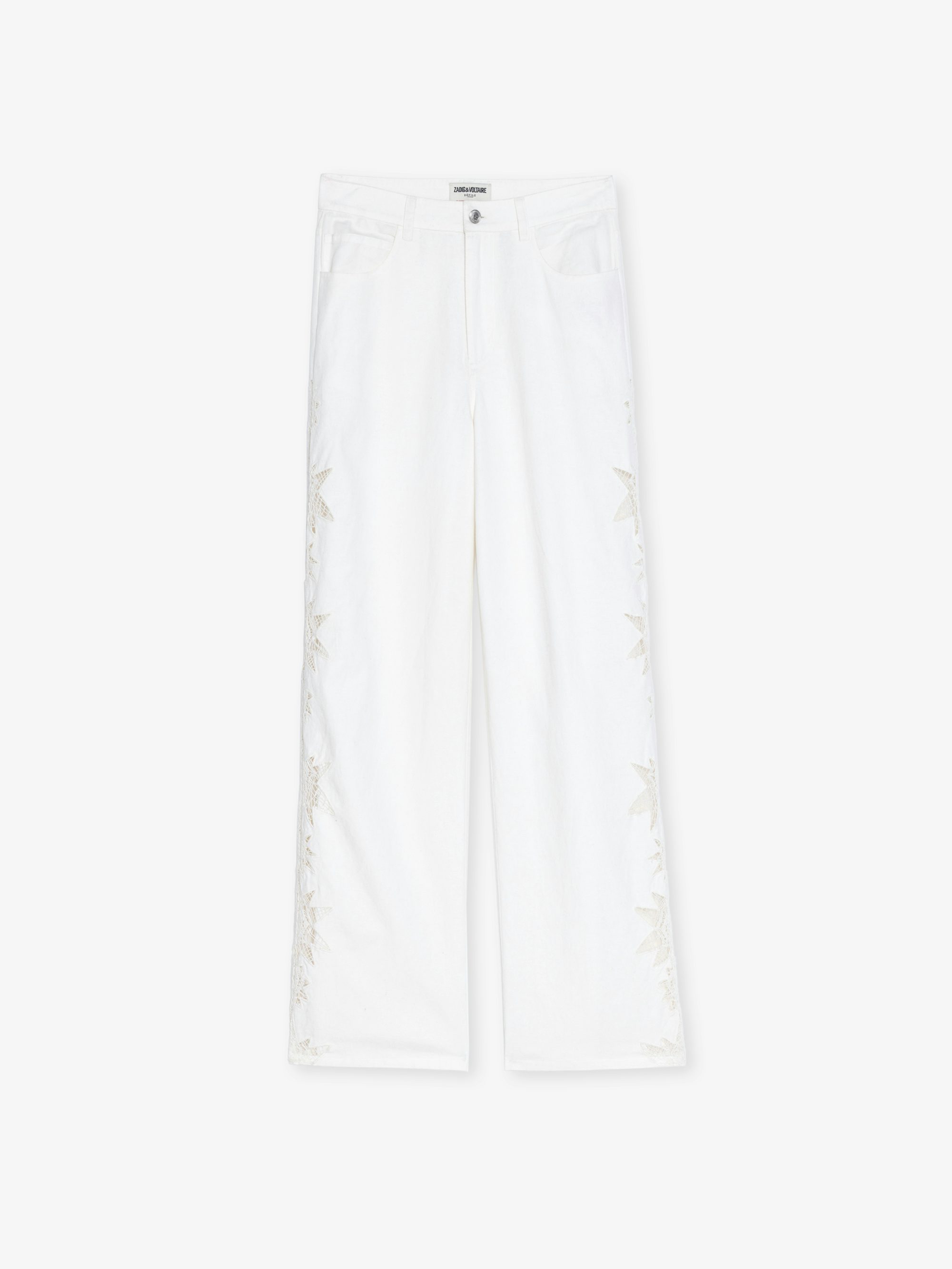 Elfy Pants - Wide-leg pants in cotton and linen with embroidery.